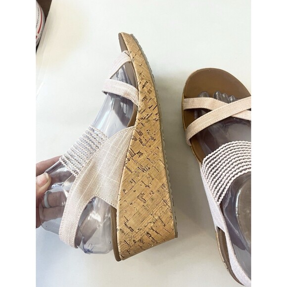 Skechers Pink Beverlee High Tea Sling Back Stretch Wedge Sandals  10 Comfort - Picture 6 of 6